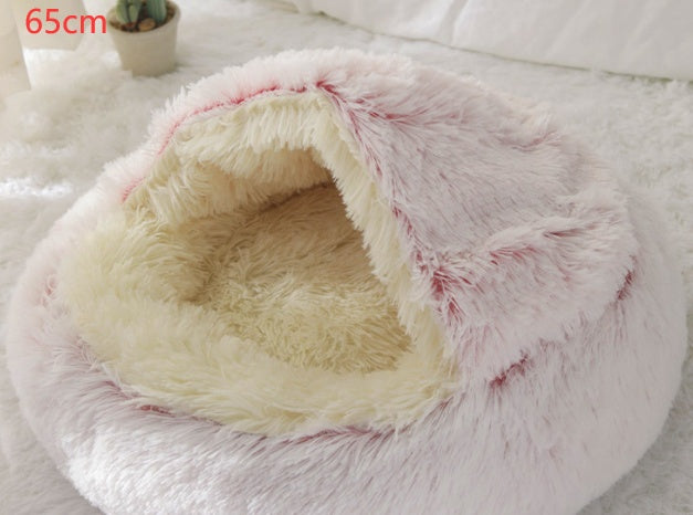 2-in-1 Round Plush Pet Bed - Cozy Winter Bed for Dogs and Cats